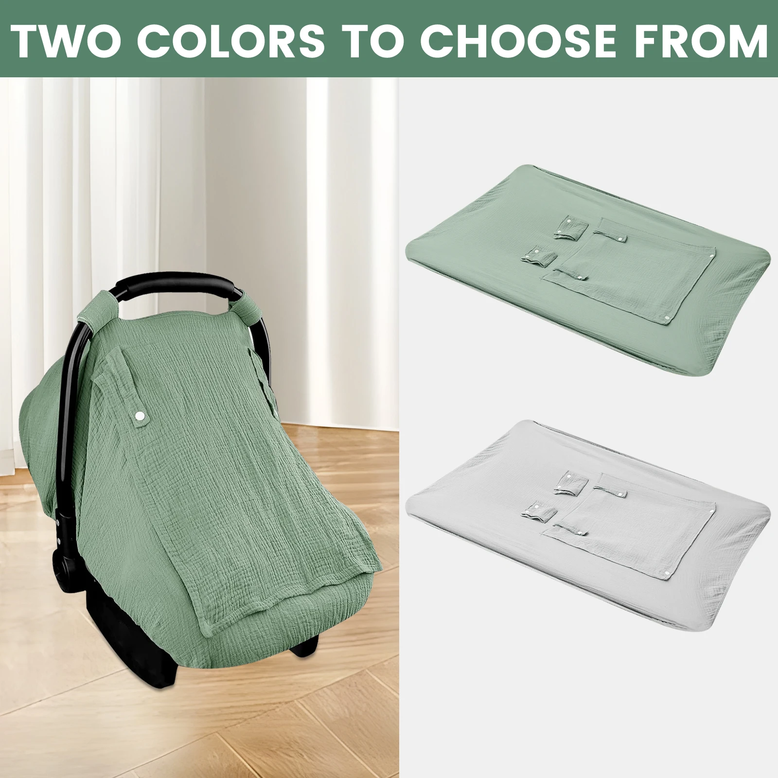 Baby Car Seat Cover Universal Baby Stroller Accessories 3 Modes Windproof Infant Carrier Canopy with Two Way Zipper for Travel