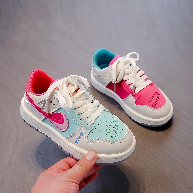 

Children Spring Autumn Board Comfortable Mandarin Color Blocking Girls Breathable Shoes Boys Sport Shoes Casual Soft Soled Shoes