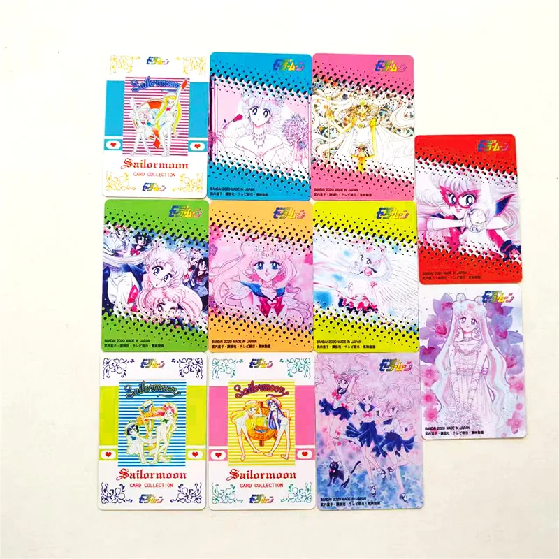 10pcs/set Sailor Moon Stickable Card Anime Character Mercury Mars Jupiter Venus Uranus Hobby Game Collectible Card Kid Toy Gift