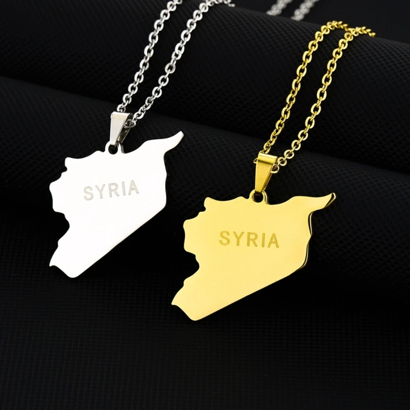 Syria Map Pendant Necklace Patriotic Unisex Region Accessories Wedding Gift