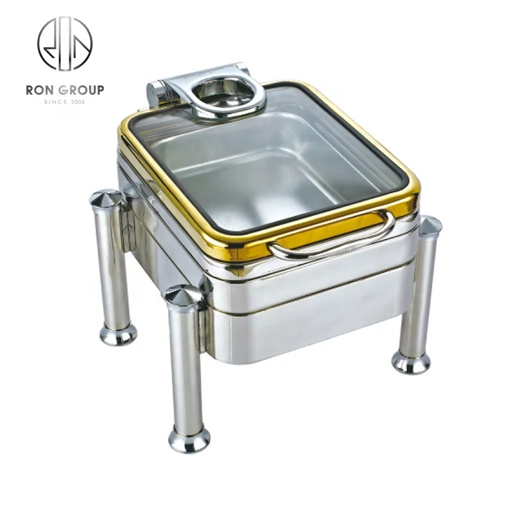 Hot Selling Hotel Restaurant Catering India Food Warmer square Hotel Chaffing Dishes Casserole with Glass Lid Buffet Food Warmer