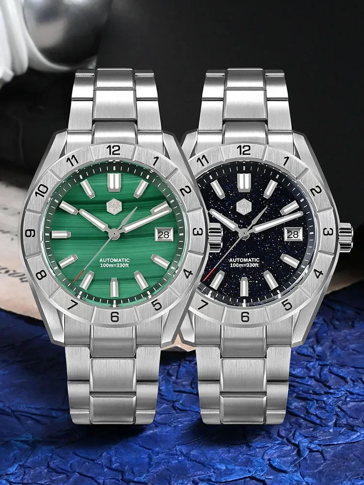 San Martin New 42mm Peacock Gemstone Dial NH35 Luxury Men Watch Automatic Mechanical Sapphire 100M Waterproof Luminous SN0130