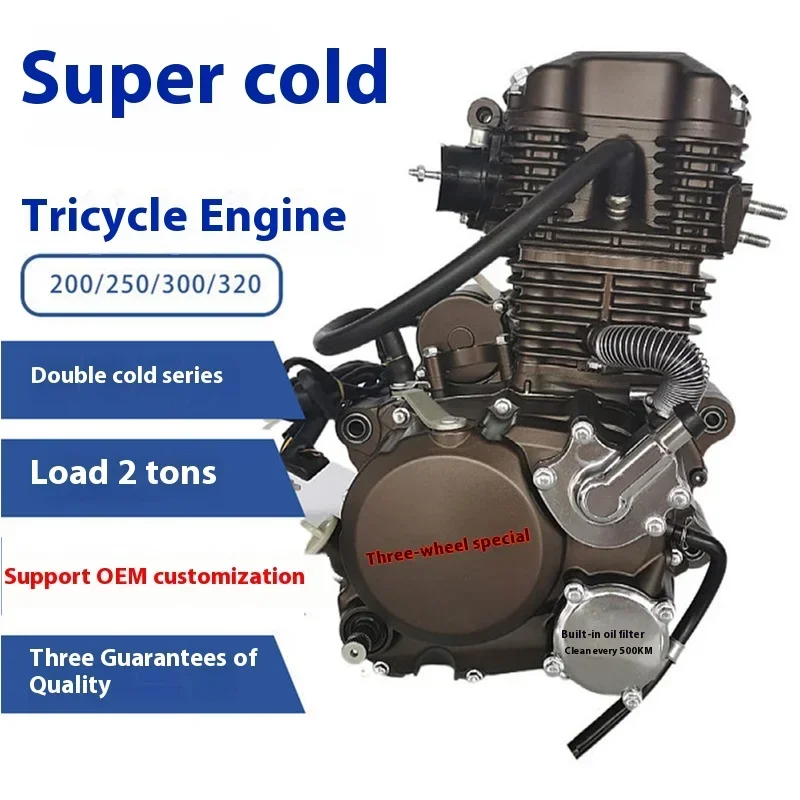200cc 250cc 300cc Engine Third Generation Dual Cold Water-Cooled Tricycle Engine New 2 Motorcycle Assembly with CDI Electric