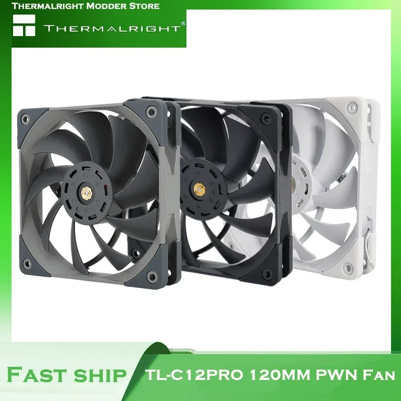 Thermalright Computer Case 120mm Quiet Fan,25mm thick CPU Cooler 4Pin PWM Cooling Fan Temperature Control,No light,TL-C12PRO