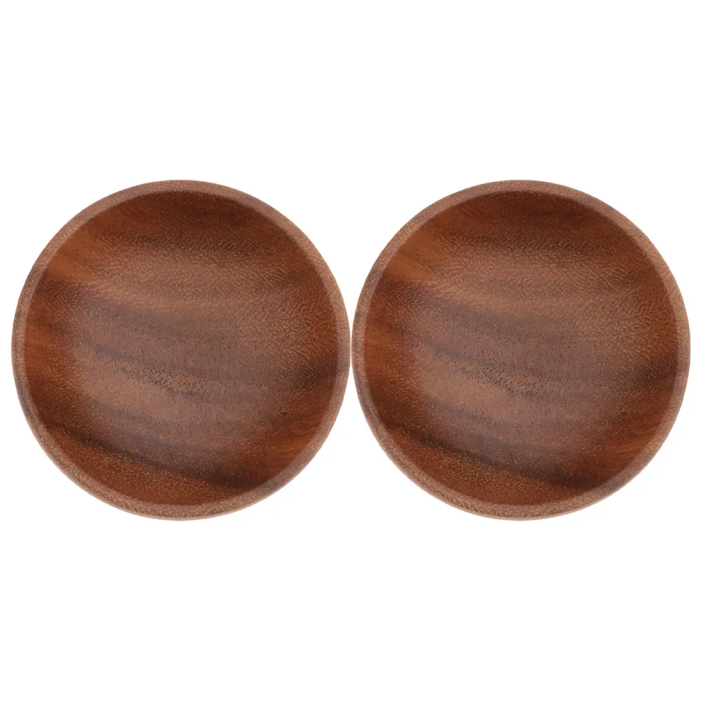 

2 Pcs Cereal Wooden Rice Bowl Household Dishware Serving Kitchen Plate Salad Brown Farmhouse Plates Dessert Container