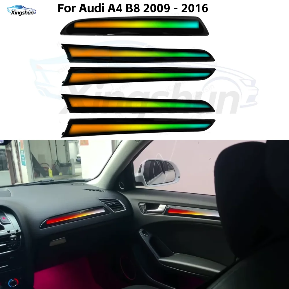 64 Colors Dynamic Ambient Light for Audi A4 B8 2009 - 2016 Interior LED Lighting Accessories Upgrade Atmosphere Light