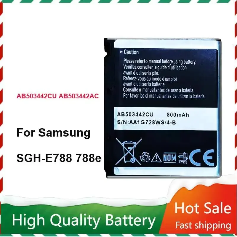 800mAh For Samsung Sgh-E788 788e Hardwearing Long Lasting AB503442CU AB503442AC Mobile Phone Battery