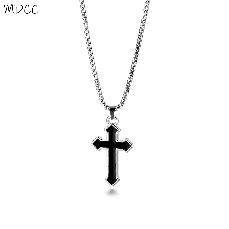 Trendy God Pendant Necklace For Women Men 316 Stainless Steel Enamel Cross Dangle Choker Jewelry Moda Collar