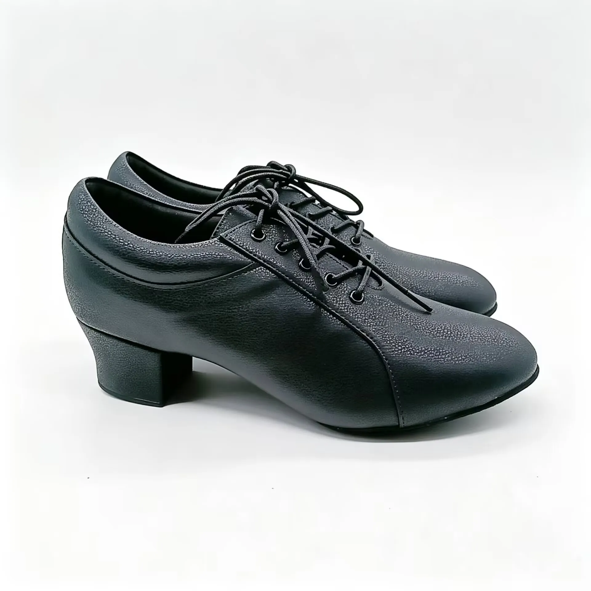 Evkoo Men's Genuine Ballroom Latin Dance Shoes Professional Split Sole Slip-On 4cm Heeled Black Salsa Tango Party Dancing  Shoes