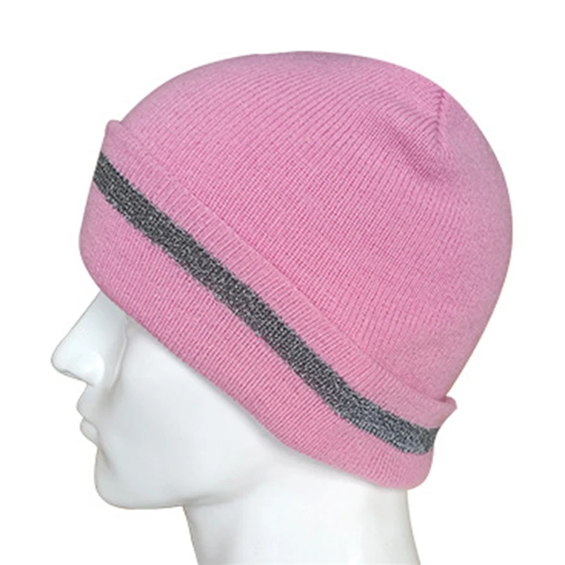 Unisex Reflective Stripe Knitted Hats Women Men Autumn Winter Hats Casual Bonnet Beanies Luminous Outdoor Cycling Ski Warm Caps