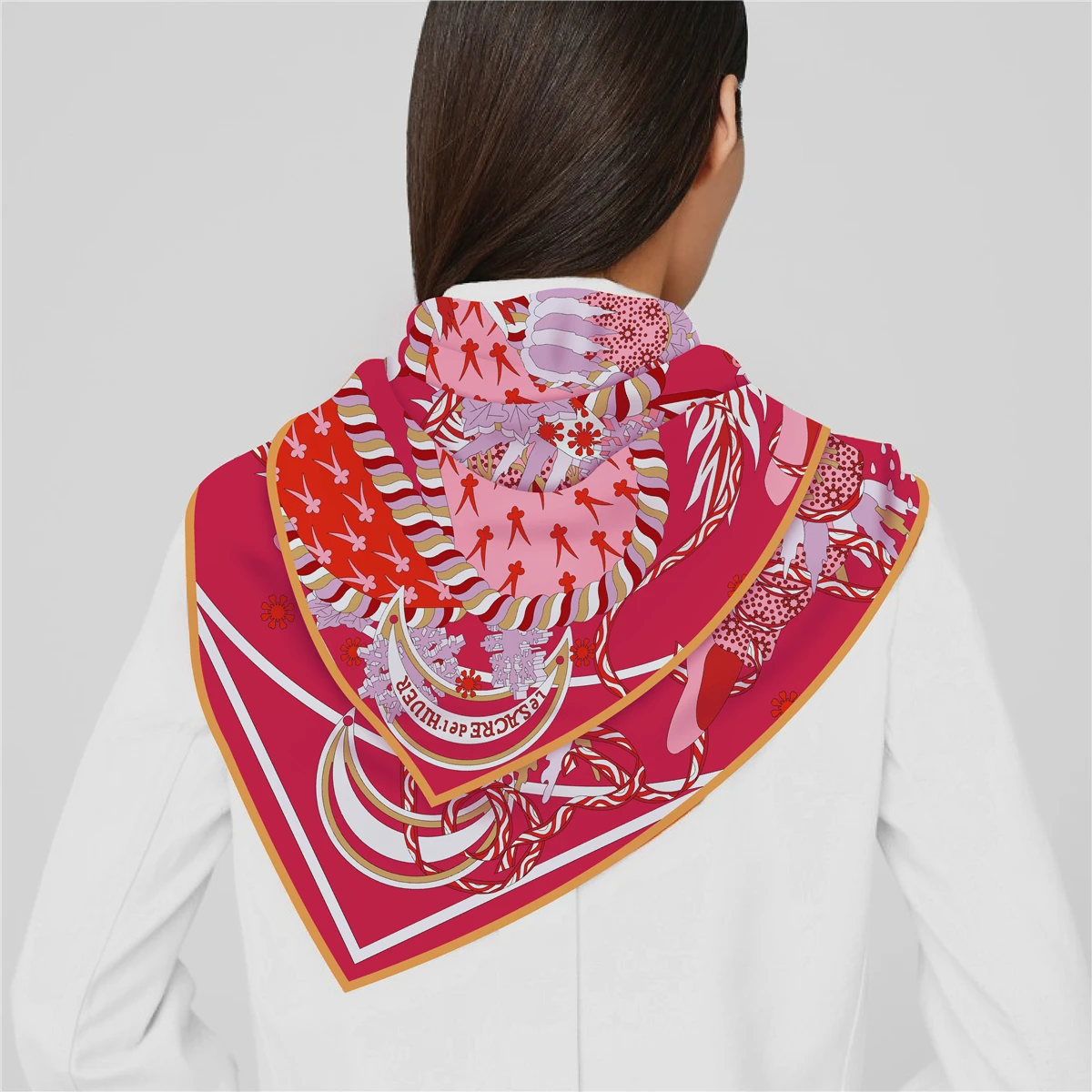 Bufanda cuadrada de sarga con estampado de zorro para mujer, chal de seda, Hijab, Fular, pañuelo para la cabeza, protector solar, 90cm, novedad