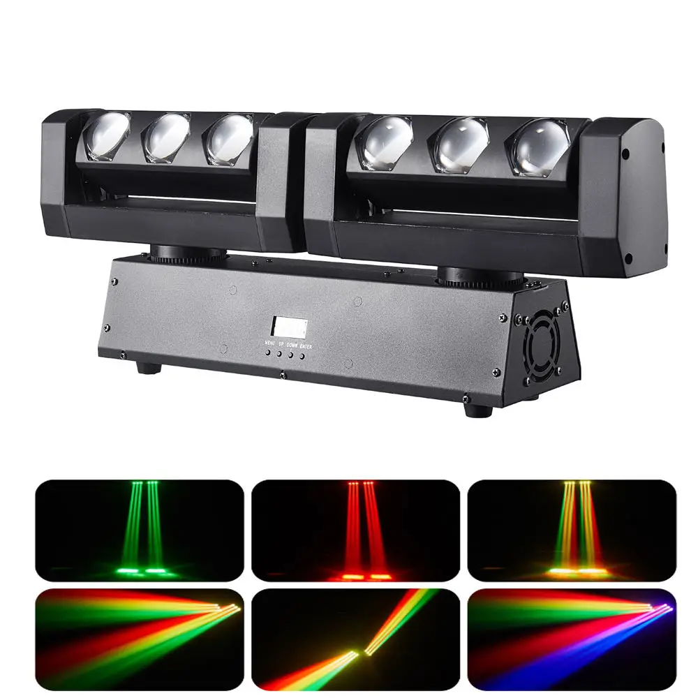 150W LED Moving Head DJ Light 6 Eyes RGBW Rotation Beam Mobile DMX512 Disco Party Strobe Stage for Nightclub Wedding Event