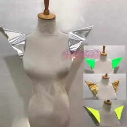 Silver Flying Shoulder Vest Cosplay Women Cutout Jazz Shoulder Pads Nightclub Dj Ds Stage Performance Accessories Rave Outfi