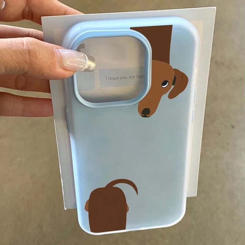 Funda de teléfono minimalista con diseño de perro salchicha marrón para iPhone 17 16 15 14 Pro Max 16E 11 13 12 X XR XS 7 8 Plus SE2 Air 2 en 1