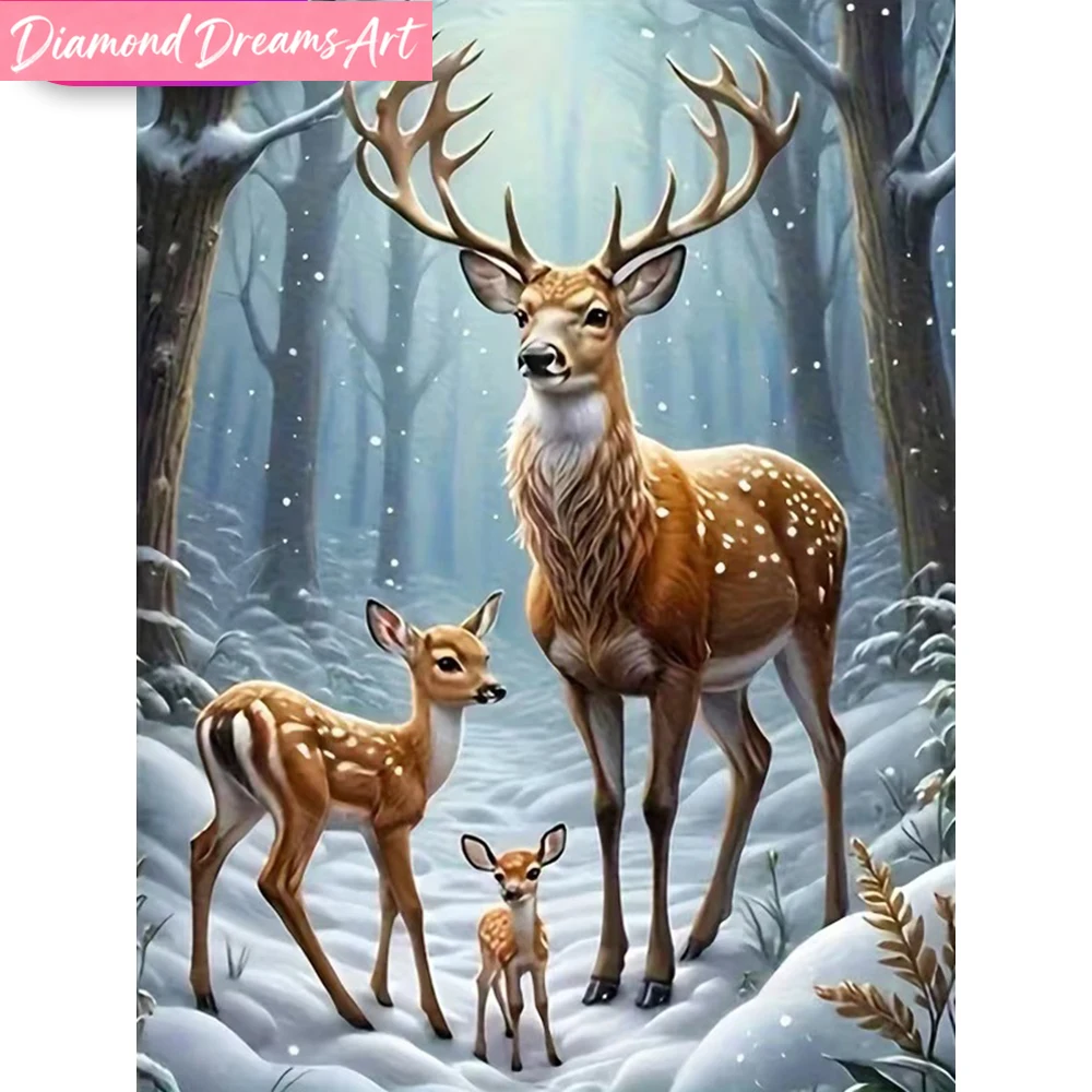 Frameless, Diamond Painting Deer Animal 5D DIY Diamond Mosaic Winter Suitable For Beginners Embroidery New Arrival Handmade Gift