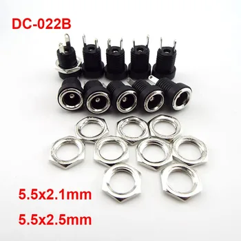 Dc5.5 b 2.1 x soketli konnektör mm DC güç Jack kaynağı 5.5 DC kadın 2 terminali 2 Pin paneli dağı bağlayıcı fiş adaptörü 2.5 *