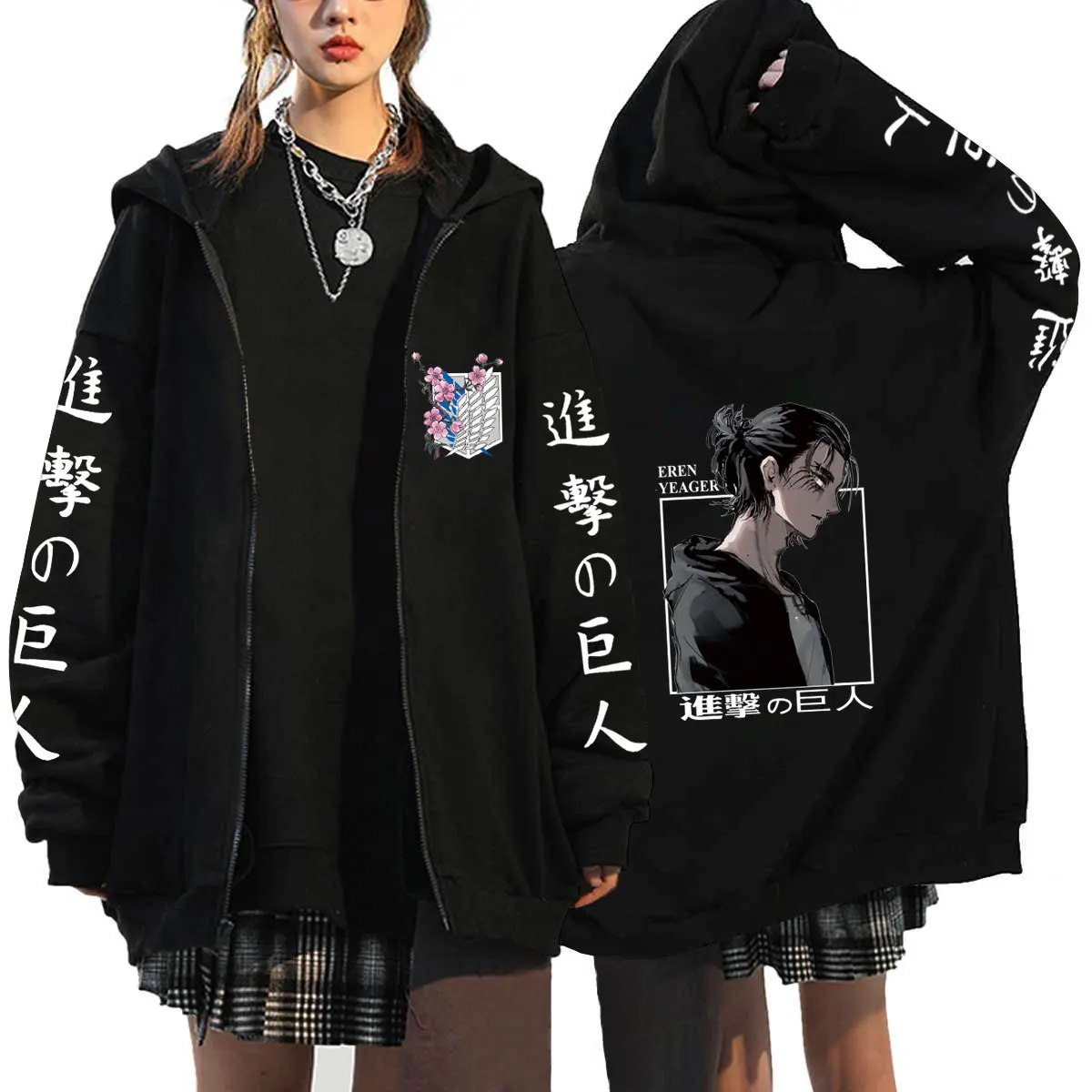 Attack On Titan Hoodies Roupas Masculinas Oversized Coat Tops Women Men Fashion Zipper Sweat Femme Anime Streetwear Jackets