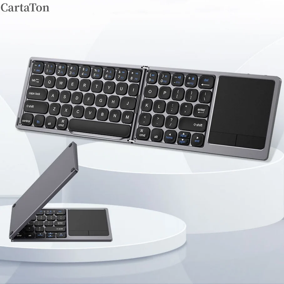 

Portable Wireless Keyboard With Touchpad Folding Keyboard Rechargeable Travel Keyboard for Mobile Phone Tablet
