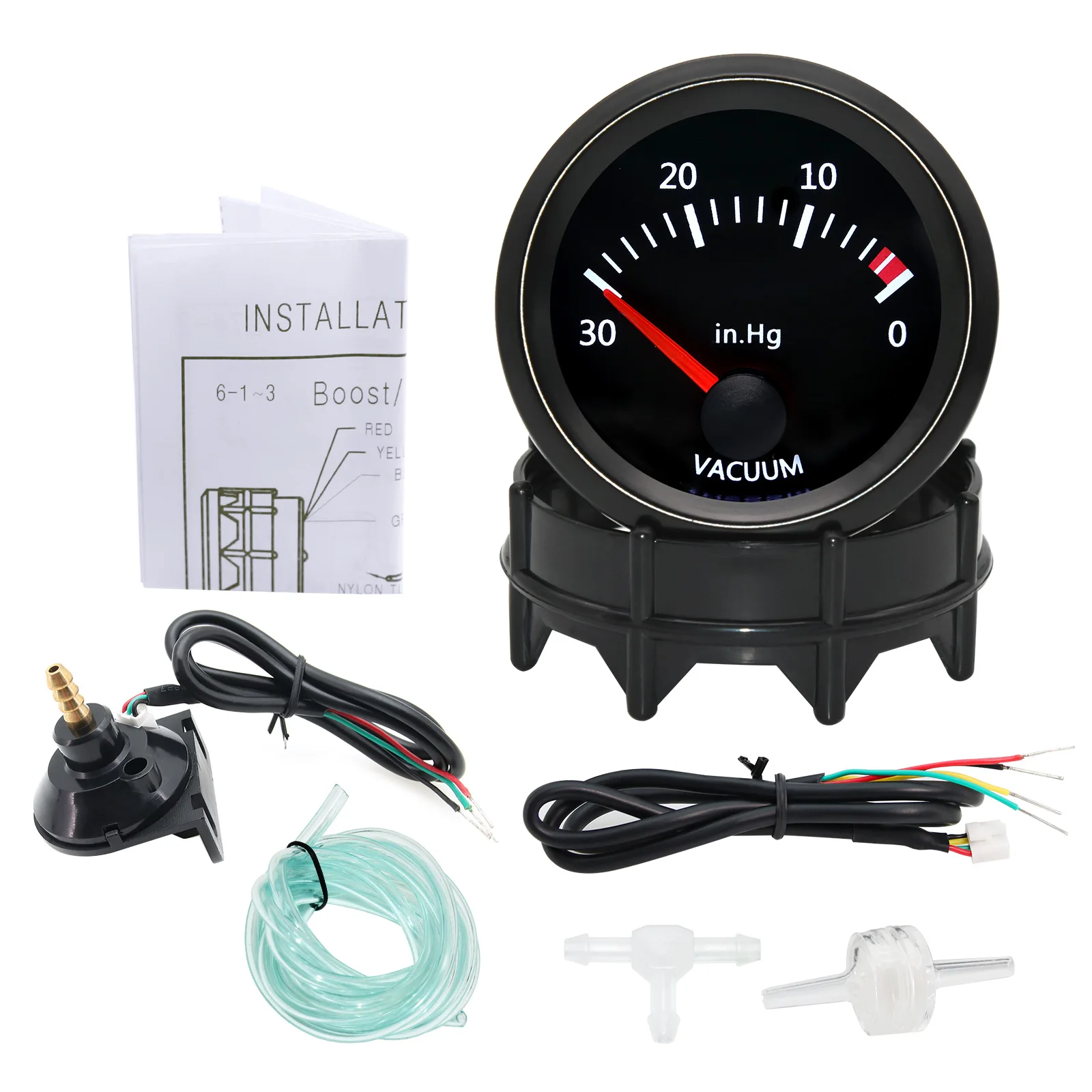 * 0~30 In.Hg Vacuum Gauge Digital pointer instrument White LED Smoke Len Vacuum Meter view 6