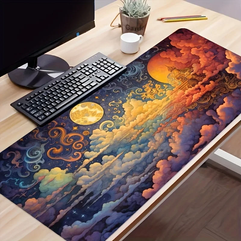 سحابة النفط اللوحة مسند الماوس حصيرة مكتبية كبيرة الألعاب الرياضة الإلكترونية مكتب لوحة المفاتيح الكمبيوتر عدم الانزلاق هدية لصديقها صديقة #1