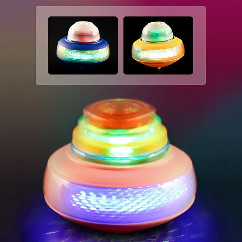 Light Up Spinning Tops Luminous Colorful Top Ejection Toy Classic Gyroscope Novelty Bulk Toys Party Favors for Kids Children
