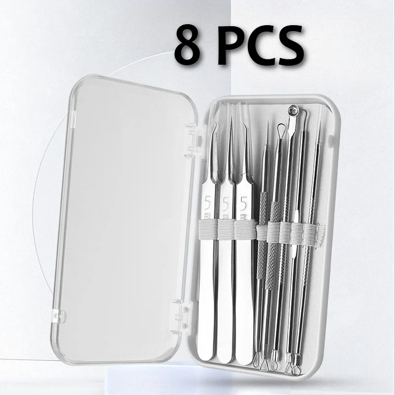 8 stks/doos Ultra Fijne Mobiele Clip Gereedschap Set Mee-eter Pincet Speciale Acne Gereedschappen voor Cosmetische Ziekenhuis om te Schrapen Sluiten Acne Naald