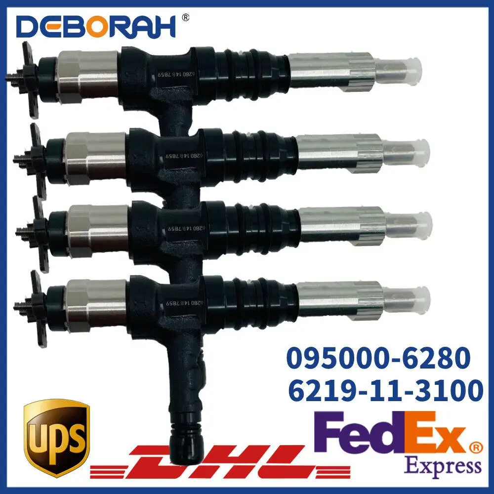 4X 095000-6280 PC400-8 PC650-8R Fuel Injector 6219-11-3100 219113100 9709500-628