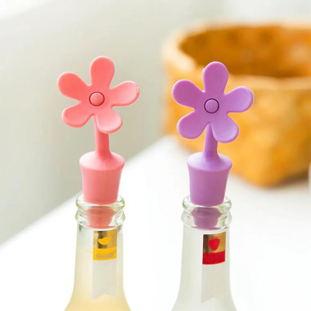 

8Pcs Wine Bottle Stoppers Silicone Flower Shape Airtight Seal Preserve Wine Fresh Easy to Use Bottle Caps Ideal for Valentines