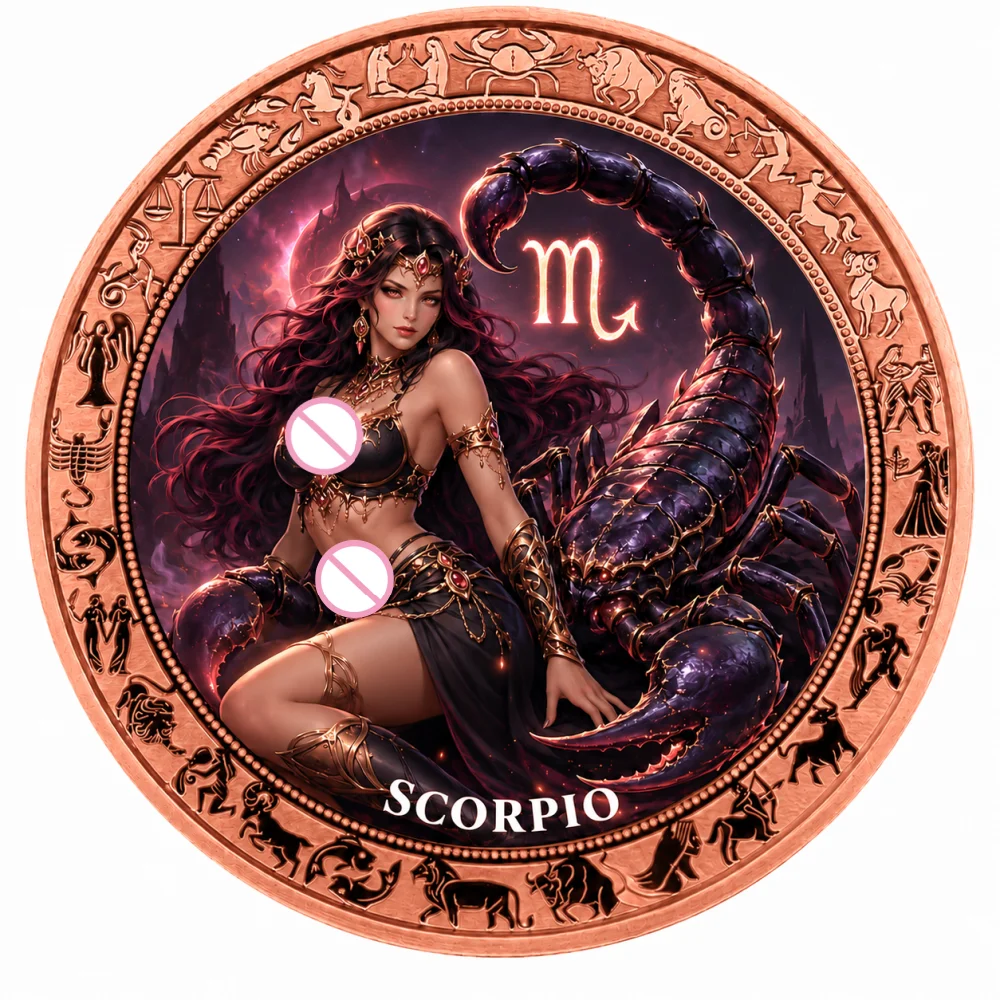 12Constellations Zodiac .999 Copper Challenge Medal 1oz Astrology Goddess Collectible Coin Astrological Hobby Souvenir Gift
