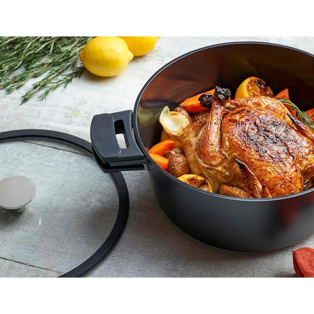 مجموعة أواني طهي جديدة مكونة من 7 قطع - ألومنيوم مصبوب ممتاز مع طلاء سيراميك غير لاصق قائم على التيتانيوم ومقابض قابلة للفصل - توصيل مجاني #4