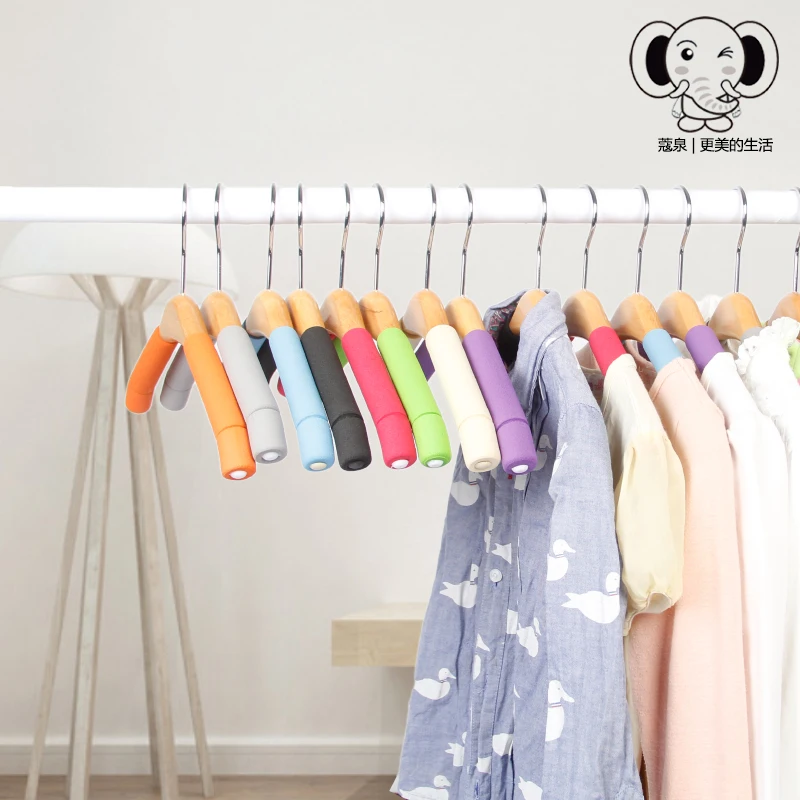 

Solid Wood Sponge Children's Hanger Shoulder Non-Slip Clothes Hanging Wardrobe Clothes Hanger