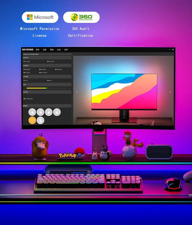 Zanurzeniowa listwa świetlna RGB do synchronizacji ekranu komputera, USB 5V Dream Color PC Podświetlenie Pickup Light do pokoju gier