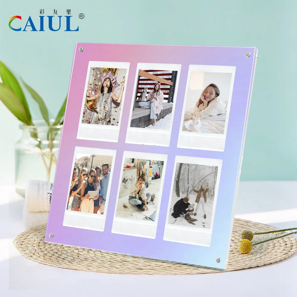 Dopamine Color 3-Inch Stereo Fuji Pailide Photo Frame Advanced Transparent Six Palaces Acrylic Photo Frame Desktop Decoration