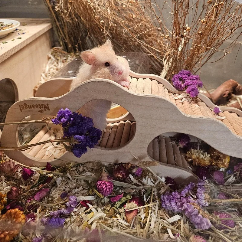 Wooden Hamster Tunnel Hideout House Multi Channel Cave Exercise Toy for Syrian Dwarf Hamster Small Pet Cage Habitat Decor