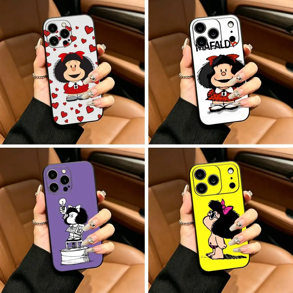 

Mafalda cartoon Phone Case For iPhone 17,16,15,14,13,12,11 Pro Max,16Plus,XS Soft Black Cover