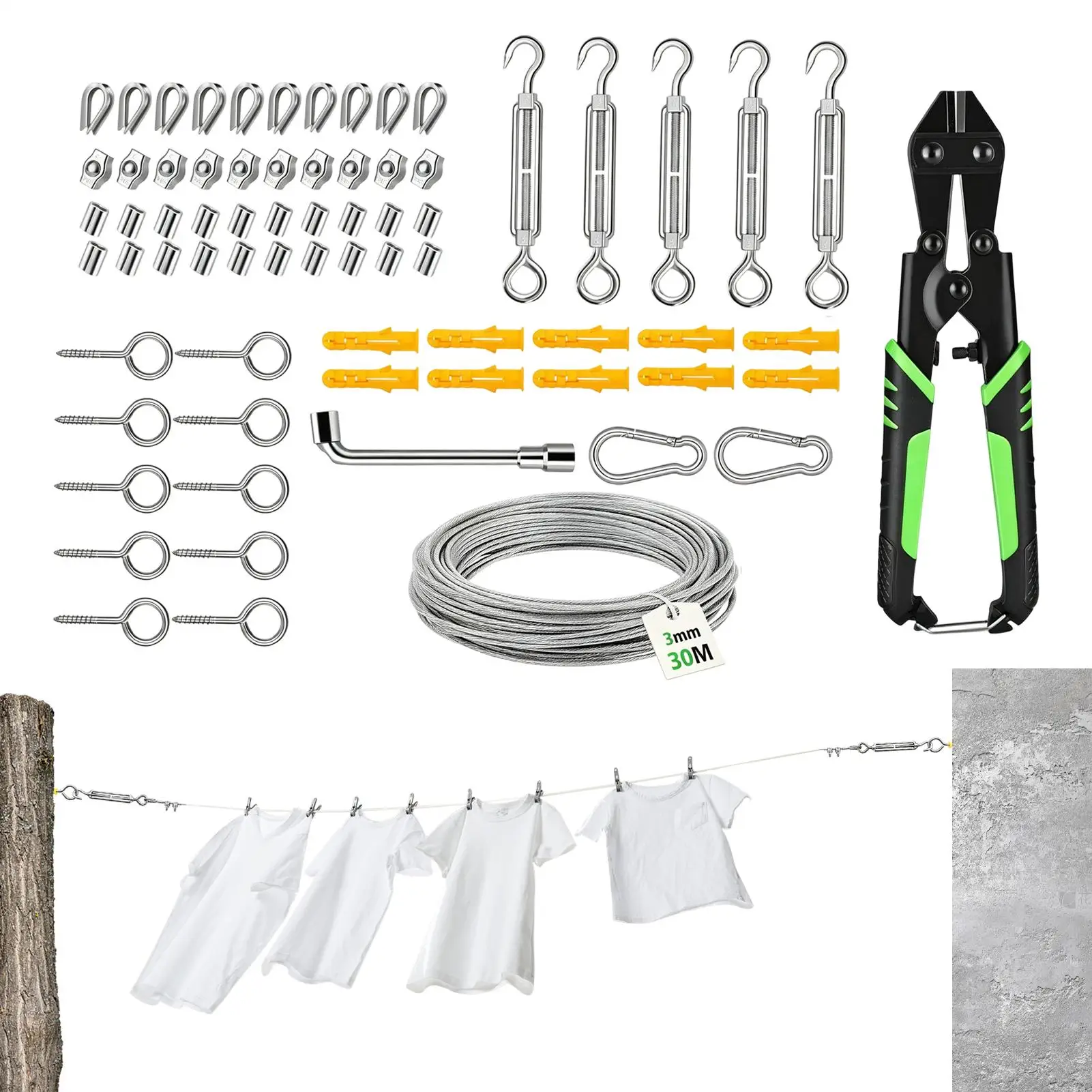 70 Piece 3mm Rubber Coated Steel Wire Rope Crimping Tool Heavy-Duty Rustproof Wear-Resistant Secure Wire Rope Crimping Tool