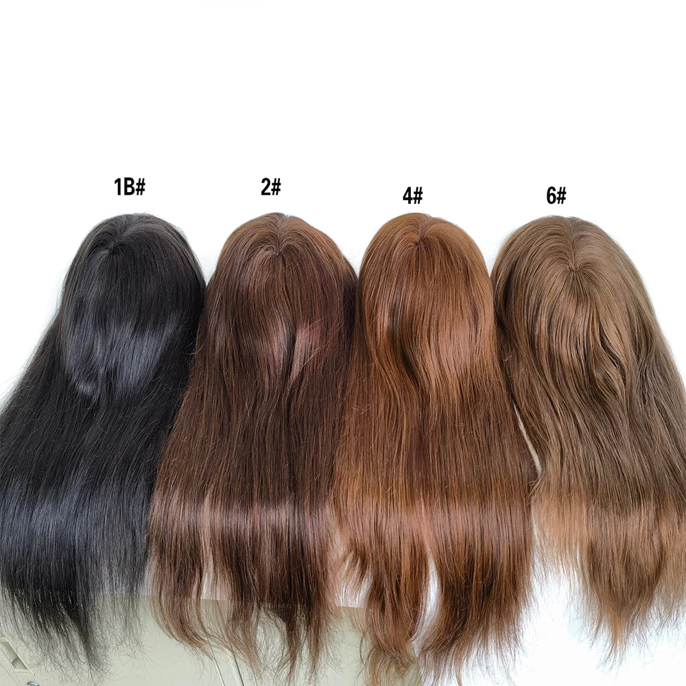 Wholesale Full PU 7x9 PU Injected Silicone Skin Natural Virgin Human Russian Hair Topper for Women in Stock