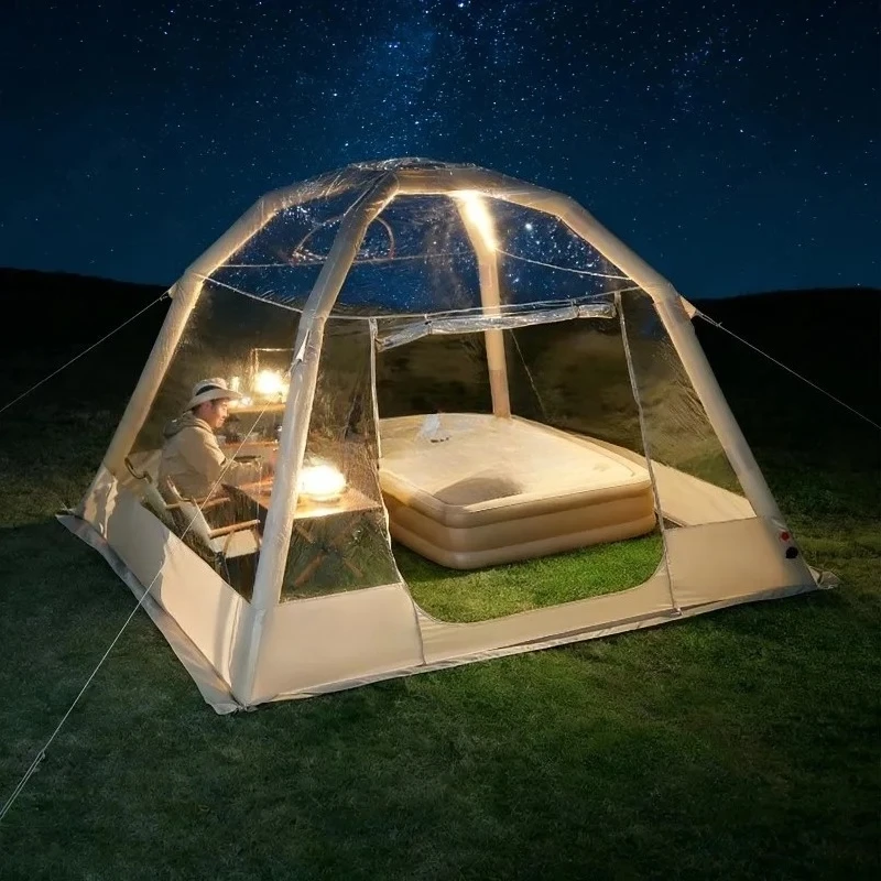 All Season Waterproof Transparent PVC Inflatable Air Tent UV  Resistant Windproof  Lightweight  For Versatile Camping Hiking Use