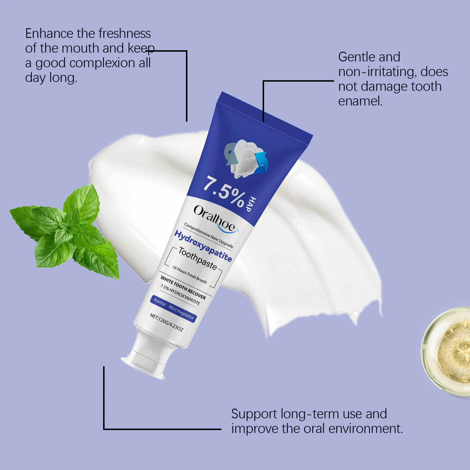Oralhoe Mint Leaf Teeth Brightening Toothpaste Remove Yellow Freshing Breath Bleaching Clean Remove Plaque Stains Toothpastes
