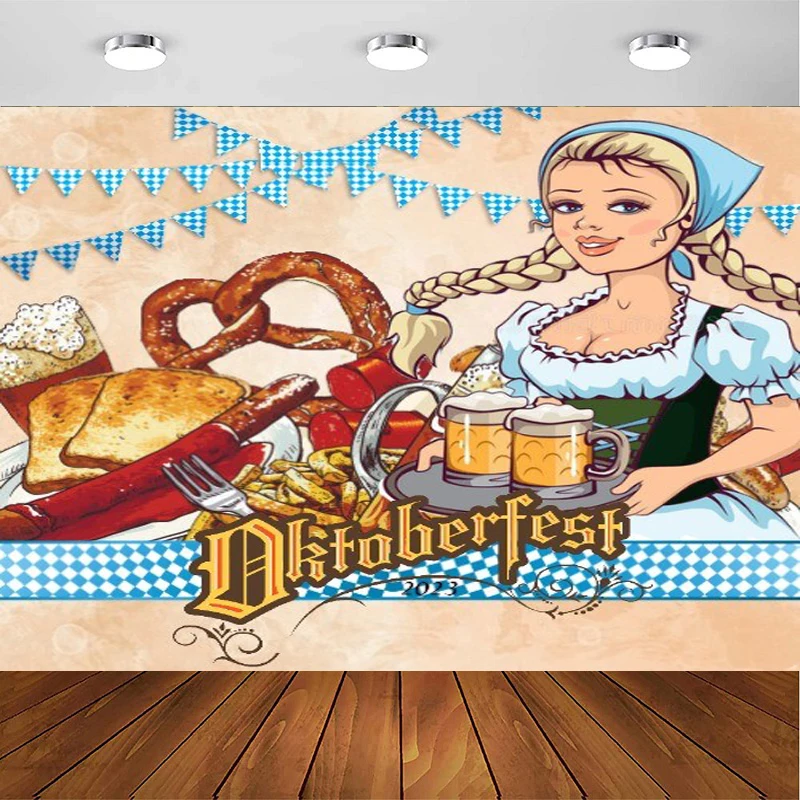 

Фон для фотосъемки немецкий баварский Октоберфест красивая женщина держит пиво реквизит для фотосессии пивной фон вечерние Декор поставки