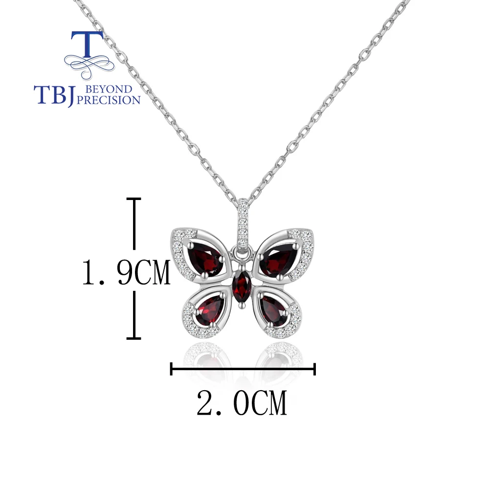 Fashion butterfly shape design Mozambique natural garnet pendant necklace new simple fine jewelry gift