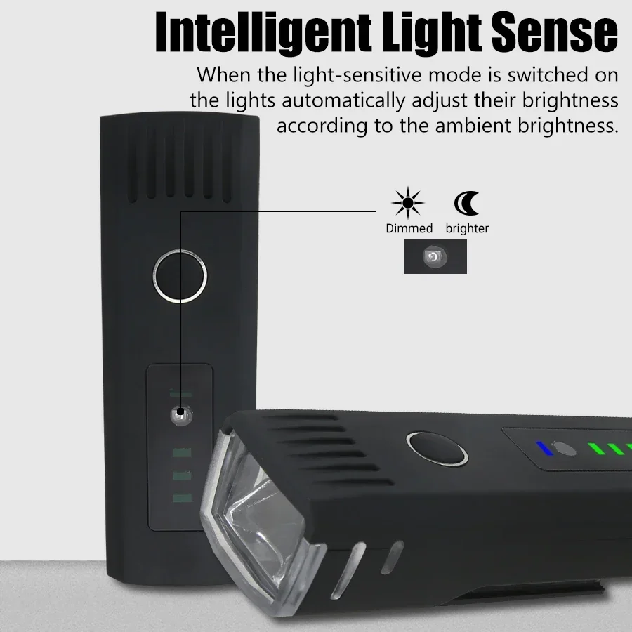 USB Rechargeable 1000LM Bicycle LED Front Light Smart Sensor Rear Light Waterproof Bright Cycling Safety Flashlight for Night