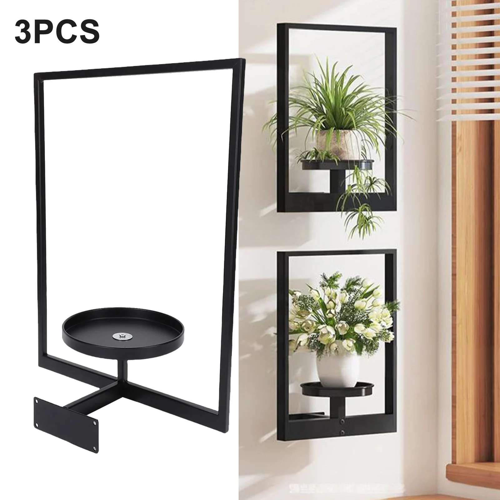 Lot de 3 jardinières murales pour photos, support mural élégant en métal pour plantes succulentes, idéal pour la décoration intérieure et les présentoirs.