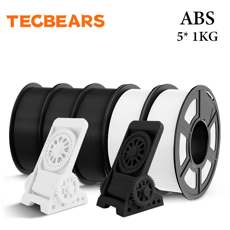 TECBEARS 3D-Filament 1,75mm PLA/PLA+/PETG/HSMPETG/ABS 5KG Sauber Gewickelt Schwarz/Weiß/Grau FDM 3D-Drucker Materialien DIY Geschenk