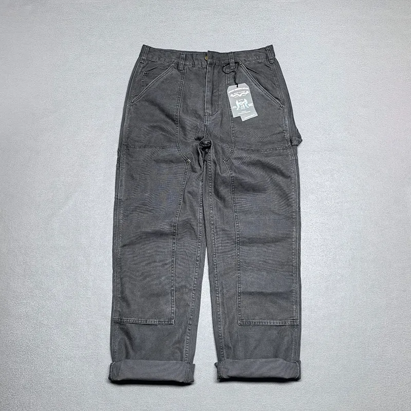 Amekaji American Retro Rugged Outdoor Railway Style B01 Lumberjack Pants 12OZ WABASH Striped Canvas Workwear Trousers For Men