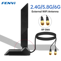 fenvi WiFi 6E Antenna Tri-Band 6G/5G/2.4GHz Magnetic Base Foldable Antenna 12DBi High Gain WiFi 7 Gaming Motherboard Card