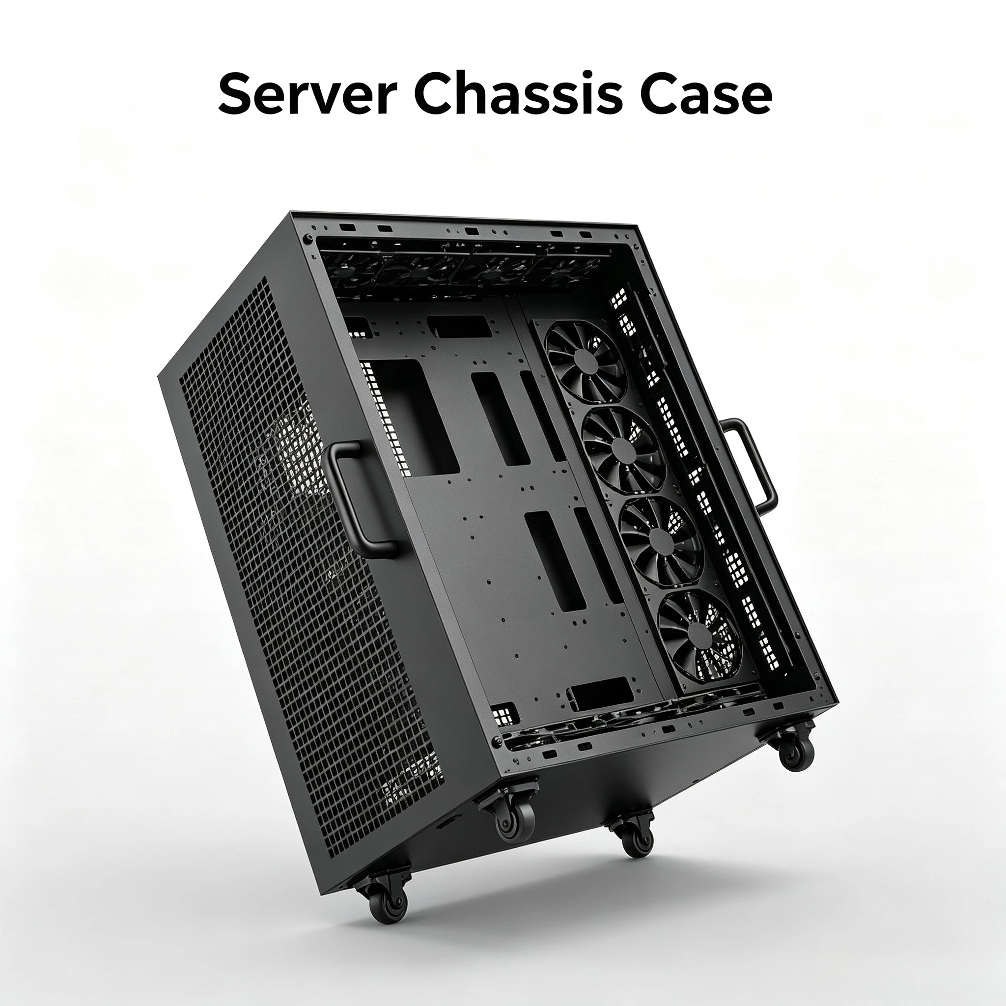 Mid-Tower ATX Metal GPU Computer Case, High Performance RTX40 AI Computing Rack Chassis, Multi-GPU Mining & Workstation Server