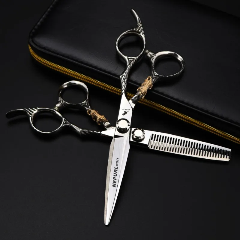 

Nepurlson Salon Hair Scissors Sets 6 Inch 440C Stainless Steel Professional Barber Cutting Scissor Hairdressing Scissors