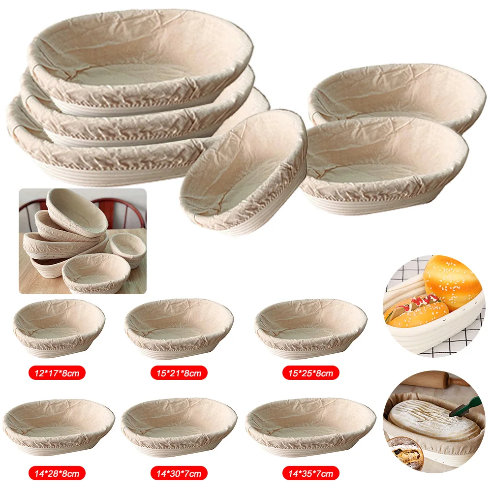 Oval Bread Fermentation Baskets Portable Rattan Sourdough Banneton Bread Basket Woven Dough Bread Proofing Baskets Kitchen Tools