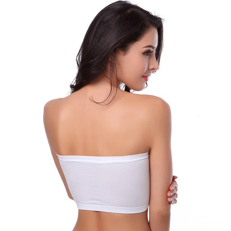 Anti Glare Large Size Double-layer Strapless Bra with Chest Pad, No Steel Ring Wrap Around The Chest Tube Tops Women Intimates